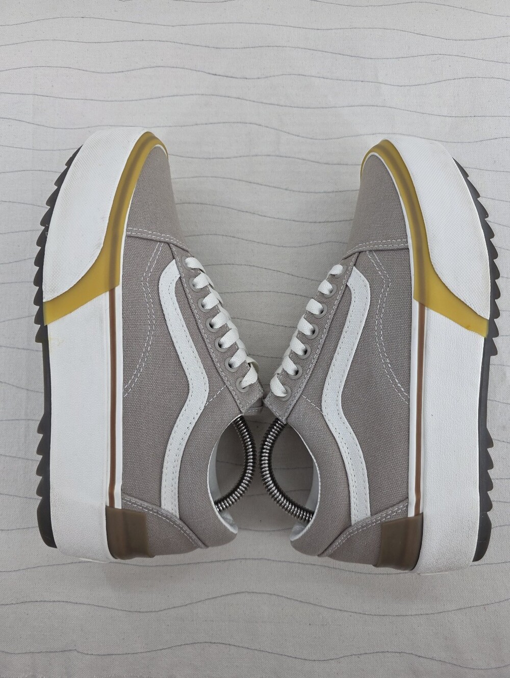 Vans Womens Old Skool Stacked Canvas Taupe Cream Platform Sneakers Shoes Size 9 - Picture 11 of 16
